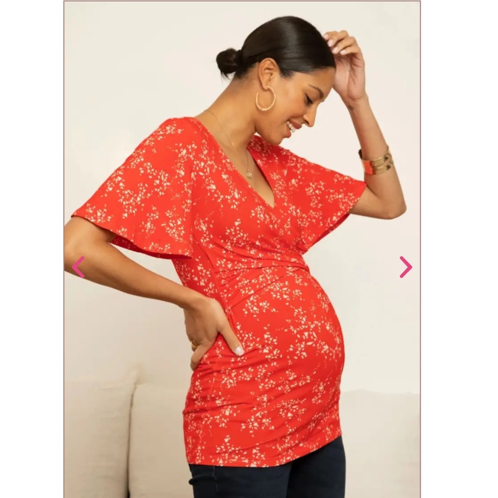 Envie de Fraise • Cross-over Maternity & Nursing Shirt Women’s Small Red White